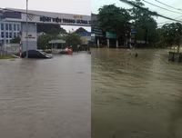 Thái Nguyên ngập lụt kỷ lục, ô tô 