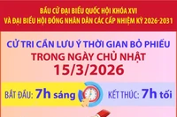 Bầu cử Quốc hội và HĐND: Cử tri cần lưu ý thời gian bỏ phiếu trong ngày Chủ Nhật 15/3/2026