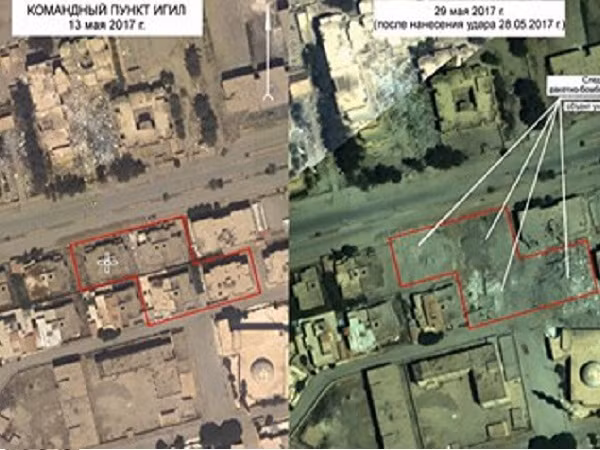 Nga công bố hình ảnh vụ không kích trúng trung tâm chỉ huy IS ở Raqqa ảnh 1