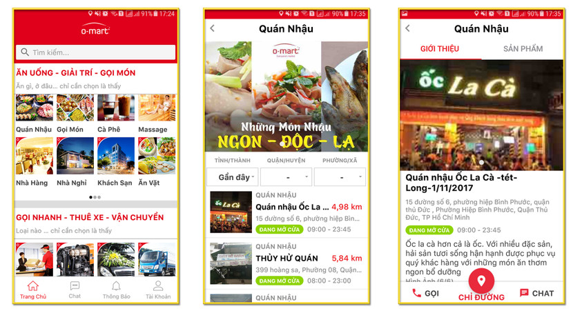 Ứng dụng O-Mart trên thiết bị di động