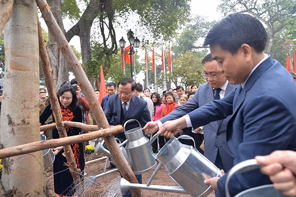 Lãnh đạo Thành phố Hà Nội tham dự Tết trồng cây tại quận Hoàn Kiếm ảnh 1
