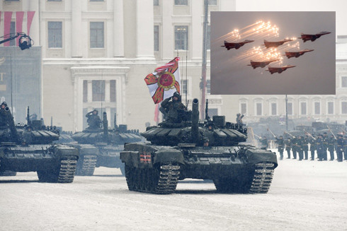 Xe tăng, máy bay Nga tham gia diễu binh kỷ niệm 75 năm giải phóng Leningrad ảnh 1