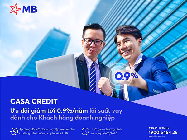 Casa Credit - chương trình ưu đãi lãi suất vay của MB dành cho khách hàng doanh nghiệp mùa Covid ảnh 1 Casa Credit - chương trình ưu đãi lãi suất vay của MB dành cho khách hàng doanh nghiệp mùa Covid ảnh 1