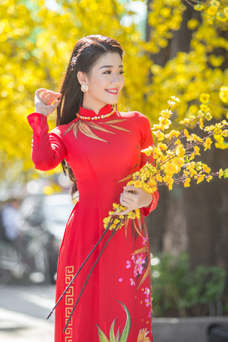 Á khôi "Người đẹp xứ Dừa" Xuân An e ấp áo dài dạo phố xuân ảnh 2 Á khôi "Người đẹp xứ Dừa" Xuân An e ấp áo dài dạo phố xuân ảnh 2