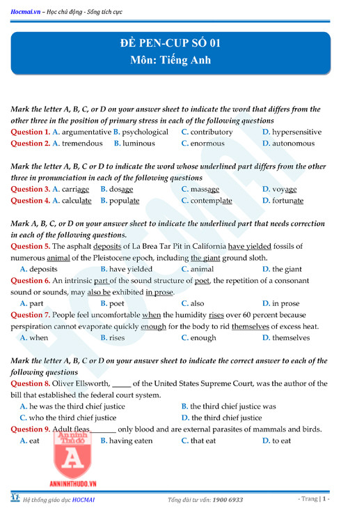 Tự đánh giá trước Kỳ thi THPT Quốc gia 2018 (4): Kiểm tra môn Tiếng Anh & Đáp án môn Hóa học ảnh 3 Tự đánh giá trước Kỳ thi THPT Quốc gia 2018 (4): Kiểm tra môn Tiếng Anh & Đáp án môn Hóa học ảnh 3