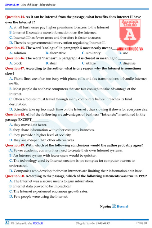 Tự đánh giá trước Kỳ thi THPT Quốc gia 2018 (4): Kiểm tra môn Tiếng Anh & Đáp án môn Hóa học ảnh 10 Tự đánh giá trước Kỳ thi THPT Quốc gia 2018 (4): Kiểm tra môn Tiếng Anh & Đáp án môn Hóa học ảnh 10