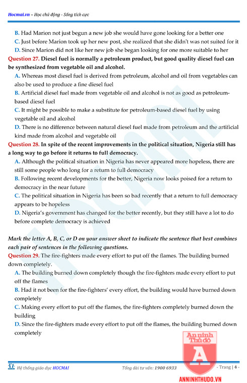 Tự đánh giá trước Kỳ thi THPT Quốc gia 2018 (4): Kiểm tra môn Tiếng Anh & Đáp án môn Hóa học ảnh 14 Tự đánh giá trước Kỳ thi THPT Quốc gia 2018 (4): Kiểm tra môn Tiếng Anh & Đáp án môn Hóa học ảnh 14