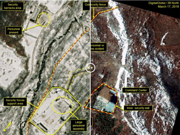 Tuy nhiên, những hình ảnh vệ tinh chụp ngày 17/3 cho thấy "không có bằng chứng về người và phương tiện" tại bất cứ khu vực nào, kể cả khu vực gần trung tâm chỉ huy tại bãi thử Punggye-ri Tuy nhiên, những hình ảnh vệ tinh chụp ngày 17/3 cho thấy "không có bằng chứng về người và phương tiện" tại bất cứ khu vực nào, kể cả khu vực gần trung tâm chỉ huy tại bãi thử Punggye-ri