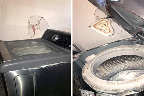 Sau điện thoại đến lượt máy giặt Samsung bị tố gây nổ ảnh 1