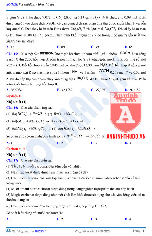 Tự đánh giá trước Kỳ thi THPT Quốc gia 2018 (3): Kiểm tra môn Hóa học & Đáp án môn Vật lí ảnh 6