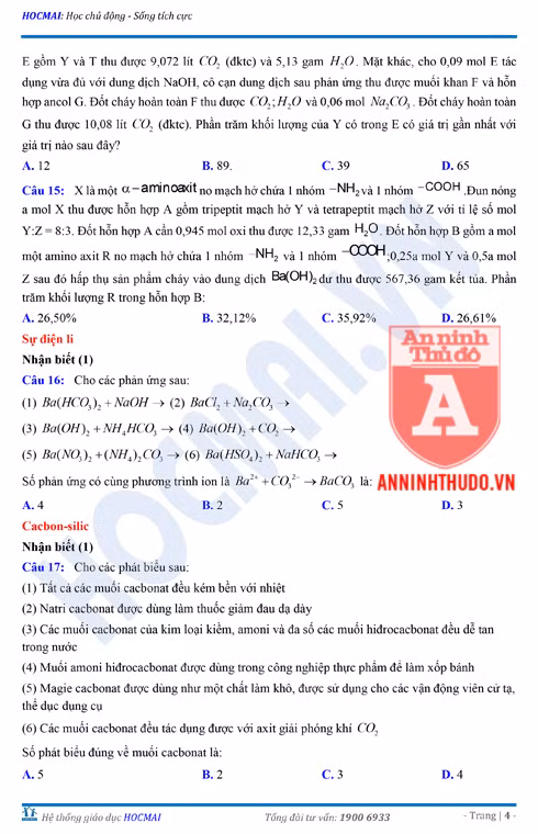 Tự đánh giá trước Kỳ thi THPT Quốc gia 2018 (3): Kiểm tra môn Hóa học & Đáp án môn Vật lí ảnh 6