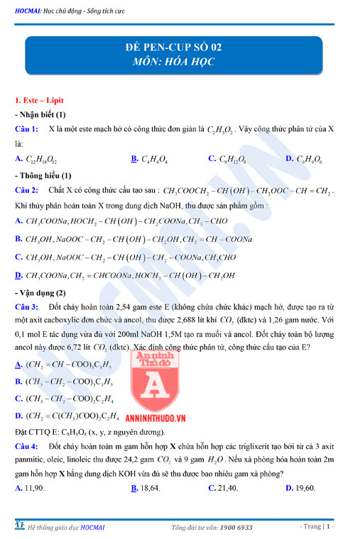 Tự đánh giá trước Kỳ thi THPT Quốc gia 2018 (3): Kiểm tra môn Hóa học & Đáp án môn Vật lí ảnh 14