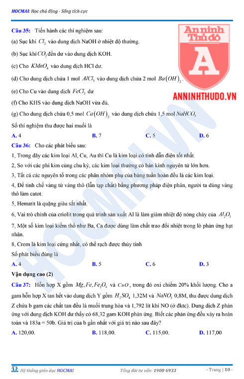 Tự đánh giá trước Kỳ thi THPT Quốc gia 2018 (3): Kiểm tra môn Hóa học & Đáp án môn Vật lí ảnh 12