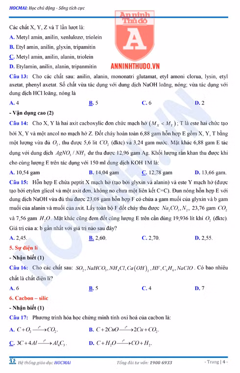 Tự đánh giá trước Kỳ thi THPT Quốc gia 2018 (3): Kiểm tra môn Hóa học & Đáp án môn Vật lí ảnh 17