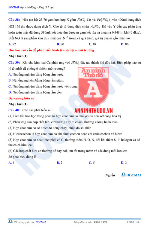 Tự đánh giá trước Kỳ thi THPT Quốc gia 2018 (3): Kiểm tra môn Hóa học & Đáp án môn Vật lí ảnh 13