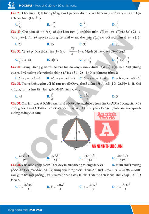 Tự đánh giá trước Kỳ thi THPT Quốc gia 2018: Kiểm tra môn Toán ảnh 10 Tự đánh giá trước Kỳ thi THPT Quốc gia 2018: Kiểm tra môn Toán ảnh 10