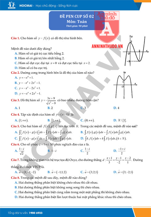 Tự đánh giá trước Kỳ thi THPT Quốc gia 2018: Kiểm tra môn Toán ảnh 7 Tự đánh giá trước Kỳ thi THPT Quốc gia 2018: Kiểm tra môn Toán ảnh 7