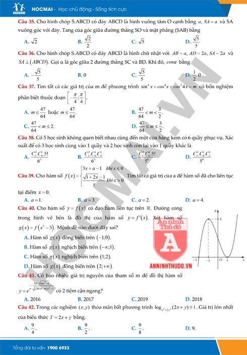 Tự đánh giá trước Kỳ thi THPT Quốc gia 2018: Kiểm tra môn Toán ảnh 11 Tự đánh giá trước Kỳ thi THPT Quốc gia 2018: Kiểm tra môn Toán ảnh 11