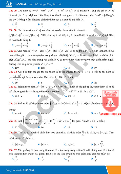 Tự đánh giá trước Kỳ thi THPT Quốc gia 2018: Kiểm tra môn Toán ảnh 4 Tự đánh giá trước Kỳ thi THPT Quốc gia 2018: Kiểm tra môn Toán ảnh 4