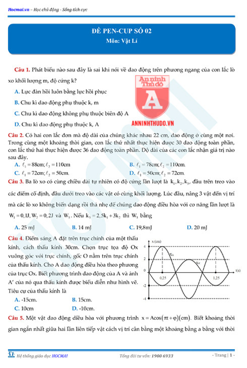 Tự đánh giá trước Kỳ thi THPT Quốc gia 2018 (2): Kiểm tra môn Vật lí & Đáp án môn Toán ảnh 10 Tự đánh giá trước Kỳ thi THPT Quốc gia 2018 (2): Kiểm tra môn Vật lí & Đáp án môn Toán ảnh 10