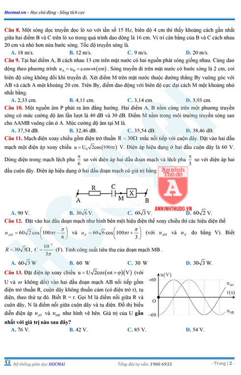 Tự đánh giá trước Kỳ thi THPT Quốc gia 2018 (2): Kiểm tra môn Vật lí & Đáp án môn Toán ảnh 4 Tự đánh giá trước Kỳ thi THPT Quốc gia 2018 (2): Kiểm tra môn Vật lí & Đáp án môn Toán ảnh 4