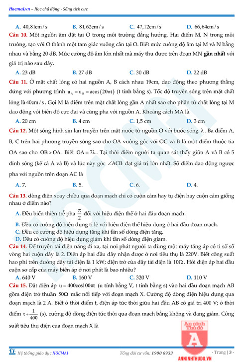 Tự đánh giá trước Kỳ thi THPT Quốc gia 2018 (2): Kiểm tra môn Vật lí & Đáp án môn Toán ảnh 12 Tự đánh giá trước Kỳ thi THPT Quốc gia 2018 (2): Kiểm tra môn Vật lí & Đáp án môn Toán ảnh 12