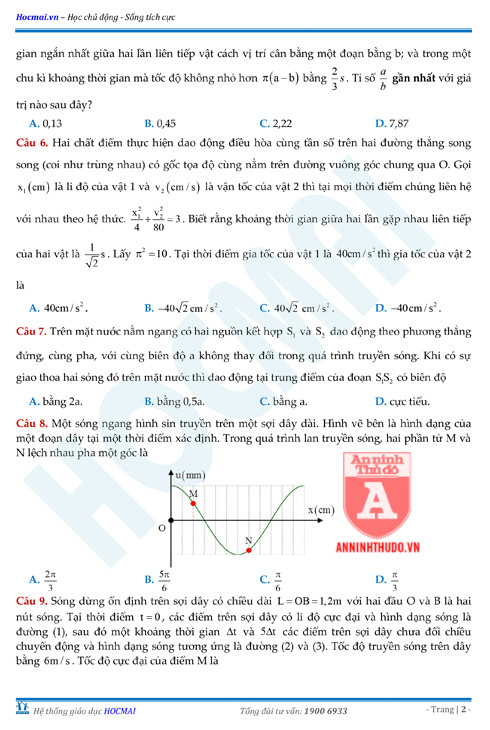 Tự đánh giá trước Kỳ thi THPT Quốc gia 2018 (2): Kiểm tra môn Vật lí & Đáp án môn Toán ảnh 11 Tự đánh giá trước Kỳ thi THPT Quốc gia 2018 (2): Kiểm tra môn Vật lí & Đáp án môn Toán ảnh 11