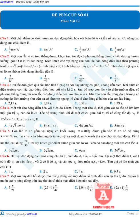 Tự đánh giá trước Kỳ thi THPT Quốc gia 2018 (2): Kiểm tra môn Vật lí & Đáp án môn Toán ảnh 3 Tự đánh giá trước Kỳ thi THPT Quốc gia 2018 (2): Kiểm tra môn Vật lí & Đáp án môn Toán ảnh 3