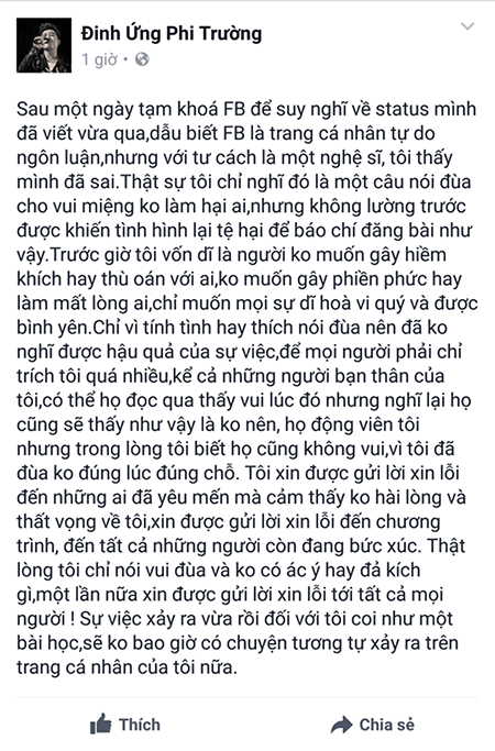 Đinh Ứng Phi Trường xin lỗi sau khi "đá đểu" giới tính Noo Phước Thịnh ảnh 2