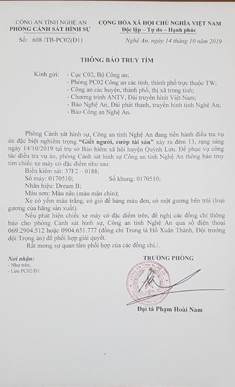 Tìm thấy chiếc xe máy của nam bảo vệ Bảo hiểm xã hội Quỳnh Lưu bị sát hại ảnh 2