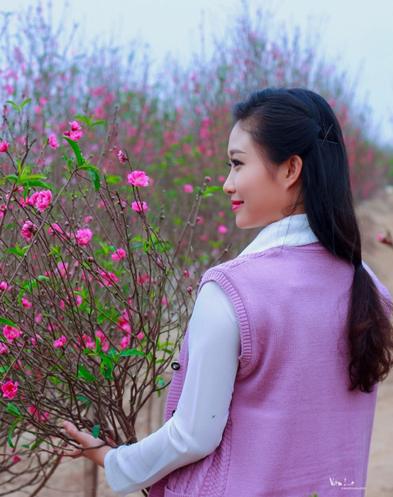 Thiếu nữ Hà Nội tìm về nét tinh khôi xưa bên hoa đào ảnh 7