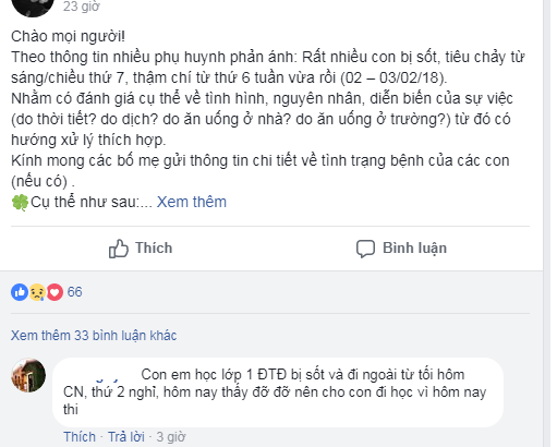 Phụ huynh trường Đoàn Thị Điểm Greenfield sốt ruột vì hàng loạt học sinh bị sốt kèm tiêu chảy ảnh 1