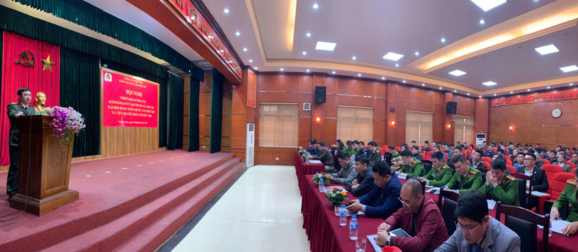 Toàn cảnh hội nghị triển khai công tác đảm bảo an ninh trật tự tại chung cư, bảo vệ đại hội Đảng toàn quốc lần thứ XIII và Tết Nguyên đán Tân Sửu 2021