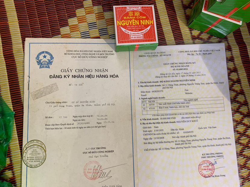 Thương hiệu bánh cốm Nguyên Ninh đã được đăng ký