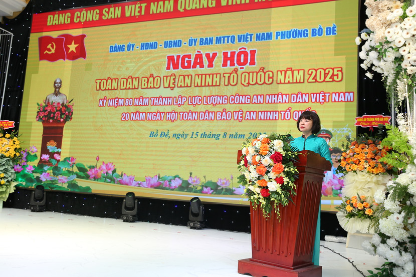 Đồng chí Vũ Thị Thành – Bí thư Đảng ủy, Chủ tịch HĐND phường phát biểu tại ngày hội Đồng chí Vũ Thị Thành – Bí thư Đảng ủy, Chủ tịch HĐND phường phát biểu tại ngày hội