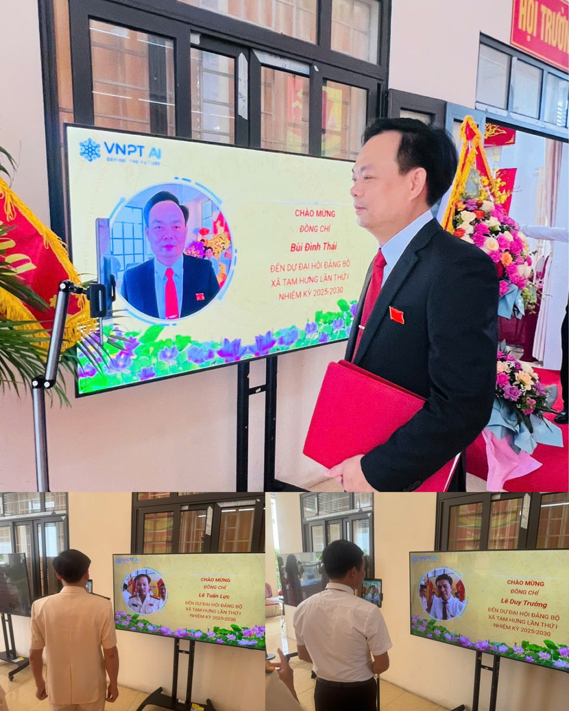 Đồng chí Bùi Đình Thái - Phó Bí thư Đảng uỷ, Chủ tịch UBND xã Tam Hưng cùng các đại biểu sử dụng công nghệ AI tại Đại hội đảng bộ xã Đồng chí Bùi Đình Thái - Phó Bí thư Đảng uỷ, Chủ tịch UBND xã Tam Hưng cùng các đại biểu sử dụng công nghệ AI tại Đại hội đảng bộ xã