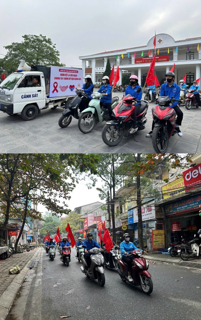 Đoàn viên thanh niên xã Bát Tràng tham gia tuyên truyền lưu động