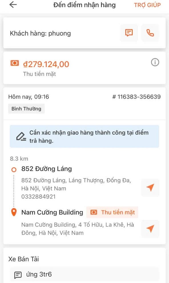"Shipper" phải ứng trước tiền cho đơn hàng do Thực thuê vận chuyển