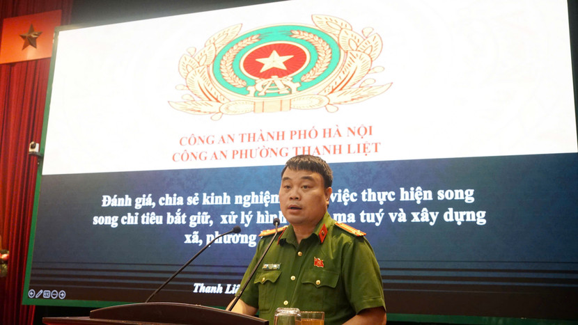 Trung tá Nguyễn Hoài Sơn, Trưởng Công an phường Thanh Liệt tham luận Trung tá Nguyễn Hoài Sơn, Trưởng Công an phường Thanh Liệt tham luận