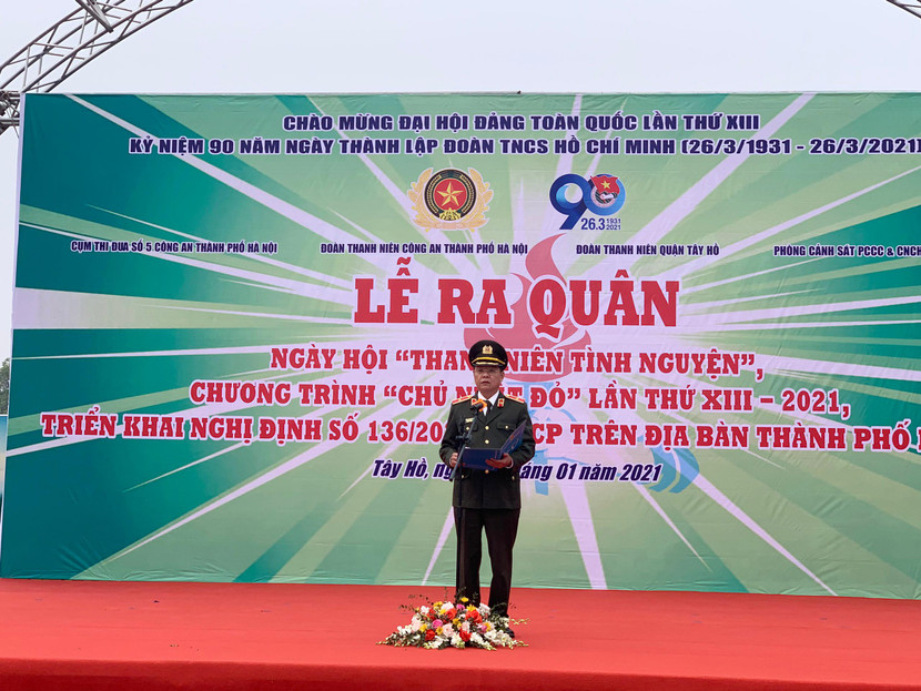 Thiếu tướng Đào Thanh Hải - Phó Bí thư Đảng ủy, Phó Giám đốc CATP Hà Nội phát biểu tại chương trình