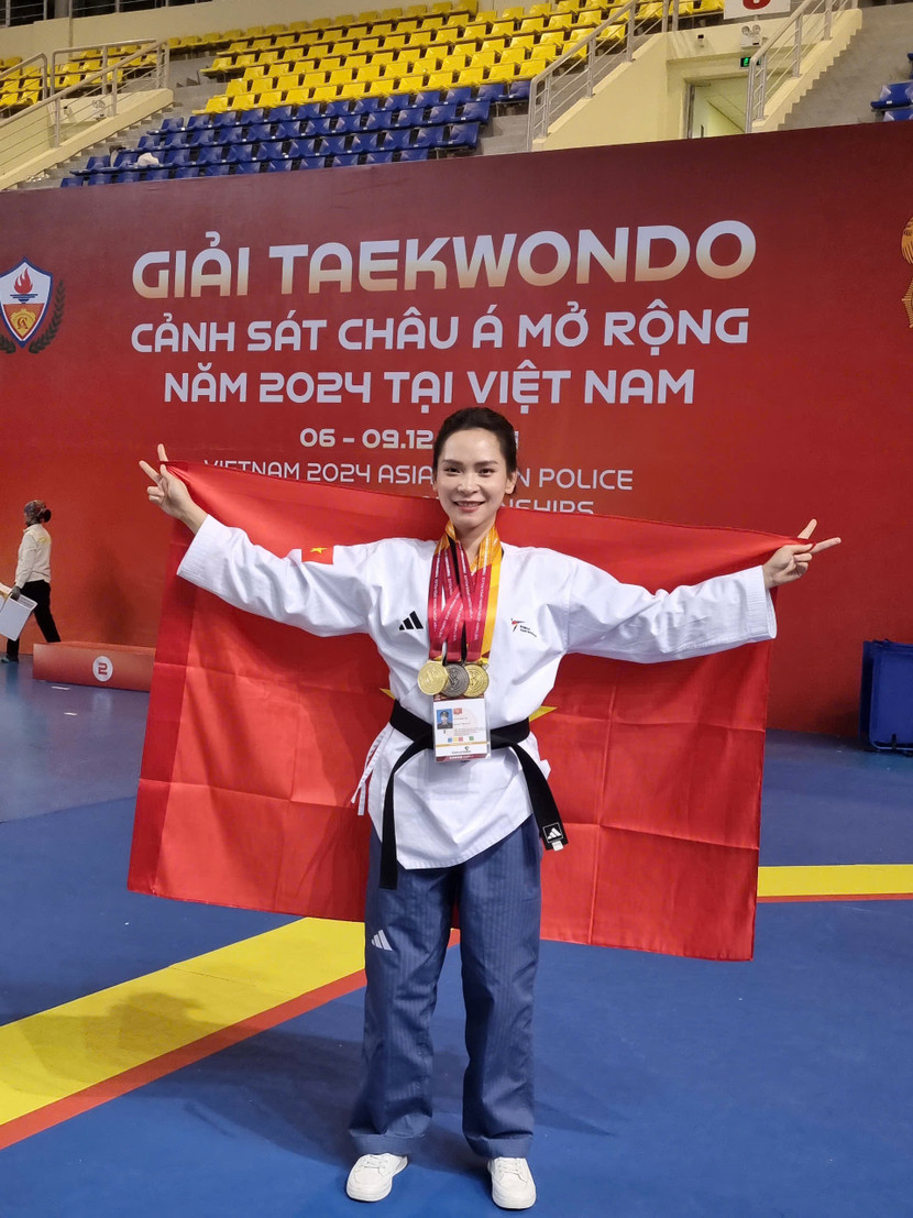Xuất sắc giành 3 huy chương vàng, 1 bạc tại Giải Taekwondo Cảnh sát Châu Á mở rộng năm 2024 và Lễ hội Taekwondo Cảnh sát Châu Á.