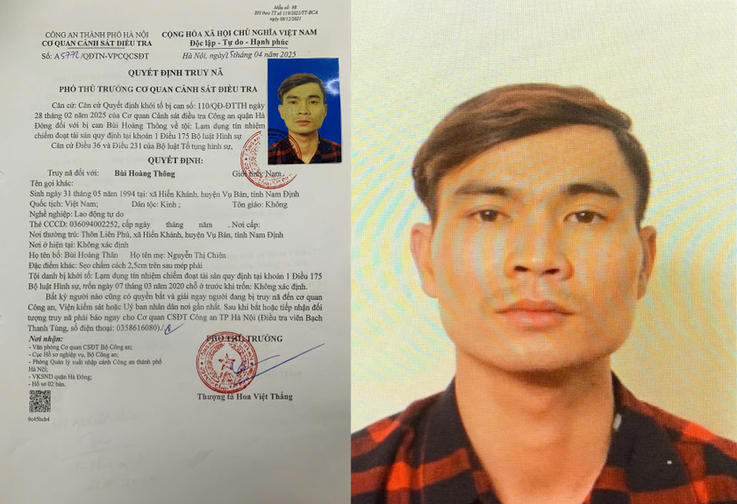 Quyết định truy nã bị can Bùi Hoàng Thông
