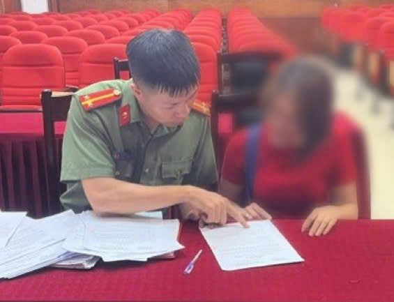 Cơ quan Công an làm việc với chị T.T.V.A