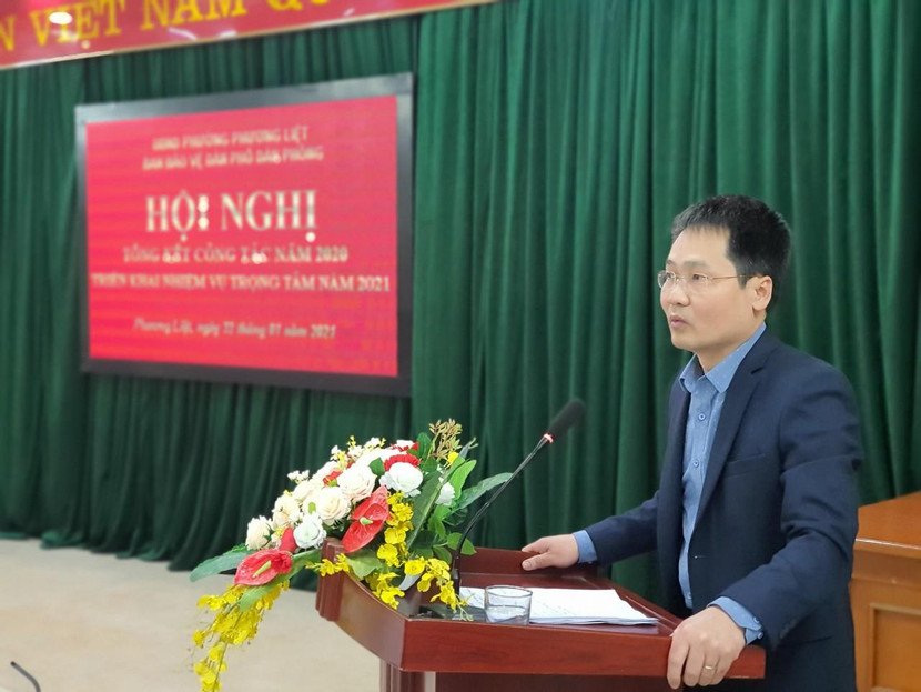 Ông Nguyễn Thắng Toàn - Chủ tịch UBND phường Phương Liệt phát biểu chỉ đạo hội nghị