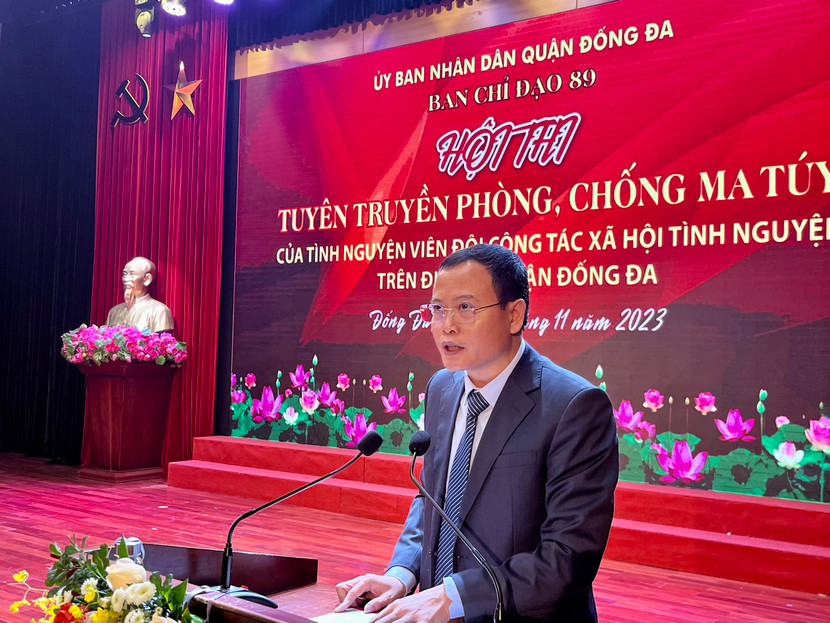 Đồng chí Nguyễn Thanh Tùng - Uỷ viên Ban thường vụ quận uỷ, Phó Chủ tịch UBND quận, Trưởng Ban chỉ đạo 89 quận phát biểu tại hội thi Đồng chí Nguyễn Thanh Tùng - Uỷ viên Ban thường vụ quận uỷ, Phó Chủ tịch UBND quận, Trưởng Ban chỉ đạo 89 quận phát biểu tại hội thi