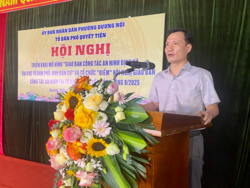 Đồng chí Phùng Chí Tâm, Phó Bí thư Đảng ủy, Chủ tịch UBND phường Dương Nội phát biểu chỉ đạo tại hội nghị Đồng chí Phùng Chí Tâm, Phó Bí thư Đảng ủy, Chủ tịch UBND phường Dương Nội phát biểu chỉ đạo tại hội nghị