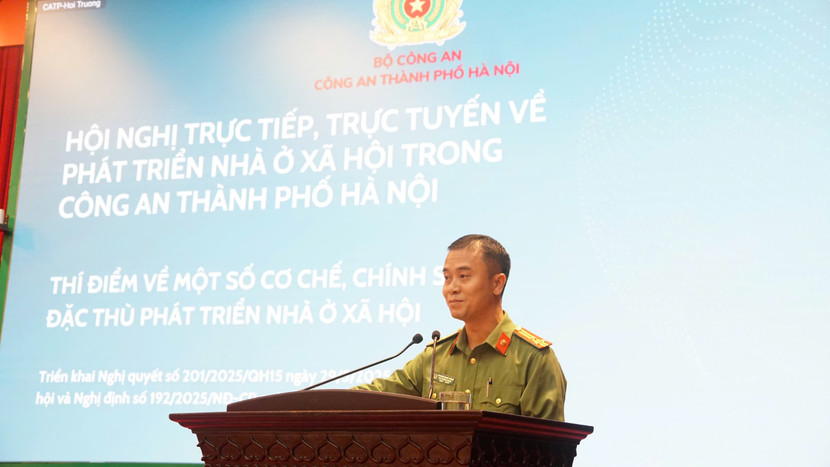 Thượng tá Phương Minh Thắng, Phó trưởng Phòng Hậu cần CATP Hà Nội thông tin về toàn bộ dự án của Bộ Công an triển khai trên địa bàn thành phố, cũng như các dự án CATP Hà Nội chủ động nghiên cứu xây dựng đến toàn bộ CBCS