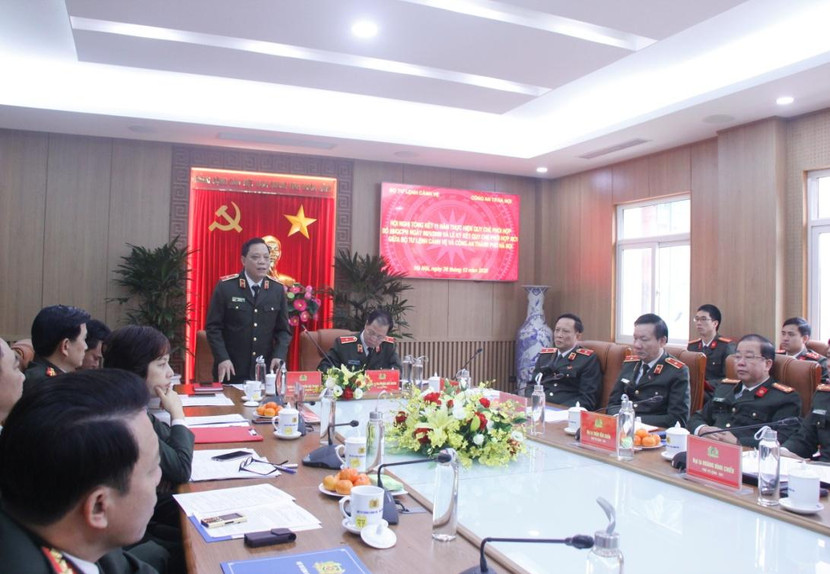 Thiếu tướng Nguyễn Hải Trung, Giám đốc CATP Hà Nội phát biểu tại lễ ký quy chế phối hợp