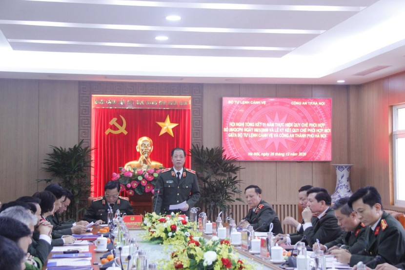 Thiếu tướng Trần Hải Quân, Tư lệnh, Bộ Tư lệnh Cảnh vệ phát biểu tại lễ ký quy chế phối hợp