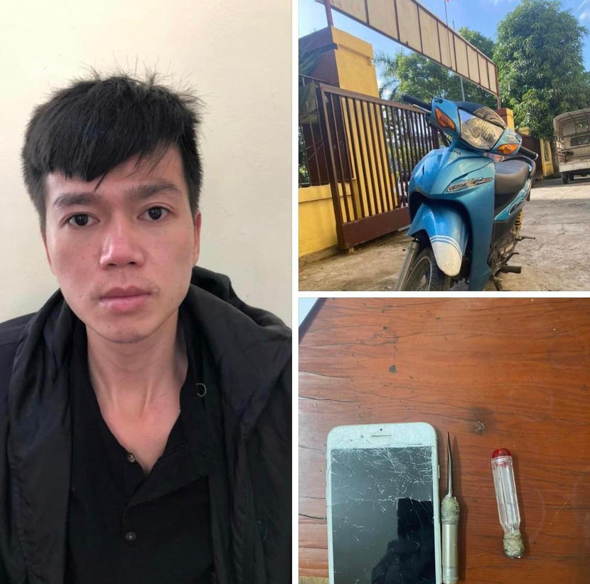 Đối tượng Lâm Anh Tú cùng tang vật bị thu giữ